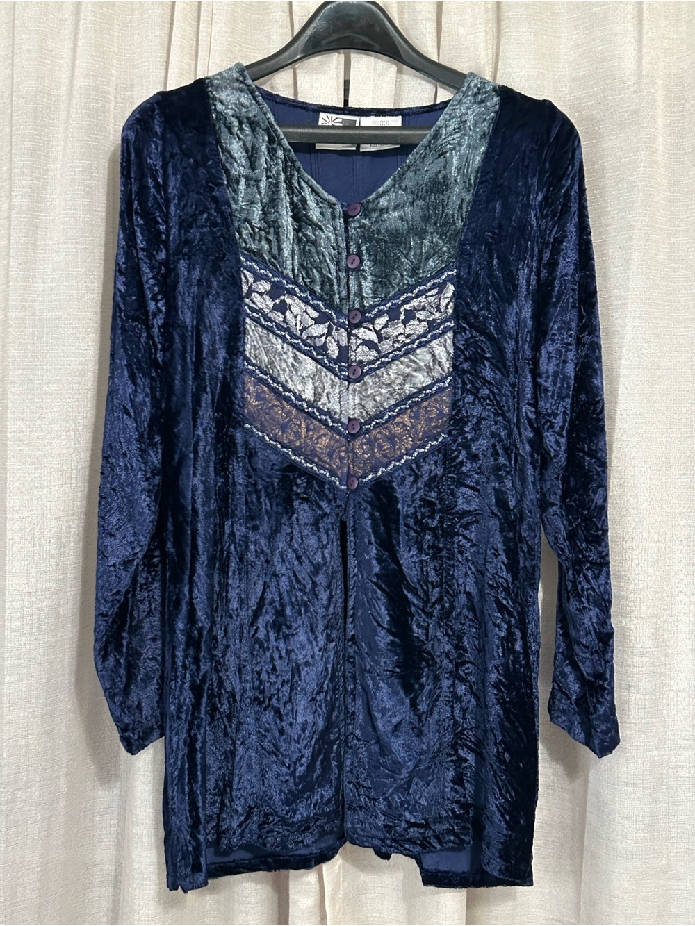 Velvet Whimsigoth Long-Sleeve Tunic with Chevron Detail